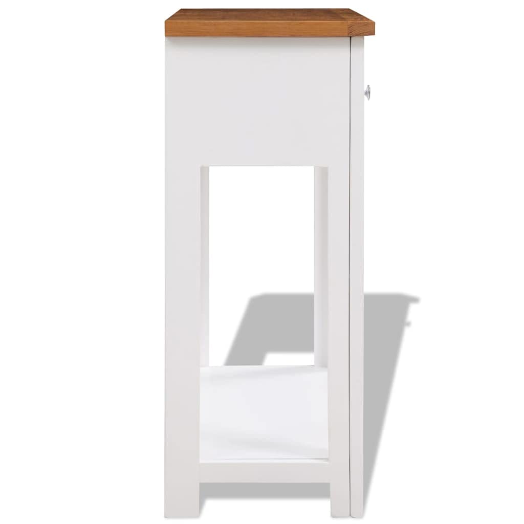 Solid Oak Wood Console Table with Drawers and Shelf A775