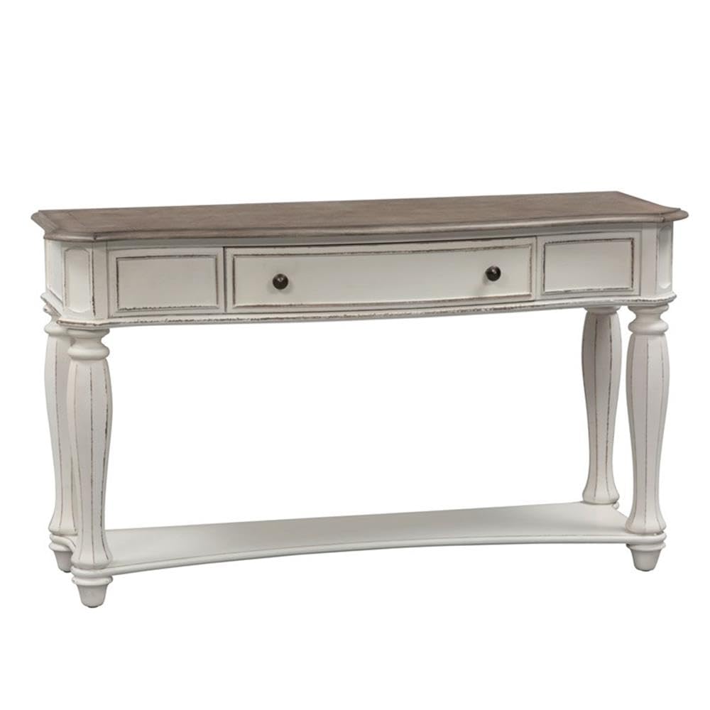 Antique White Wood Sofa Table with 1 Drawer and 1 Shelf M8435