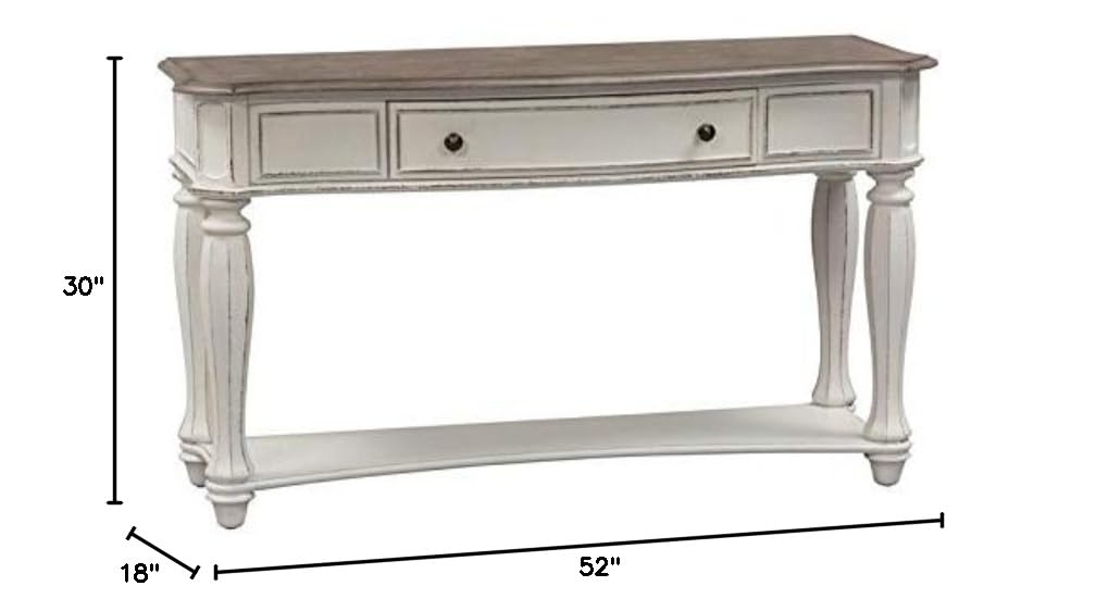 Antique White Wood Sofa Table with 1 Drawer and 1 Shelf M8435