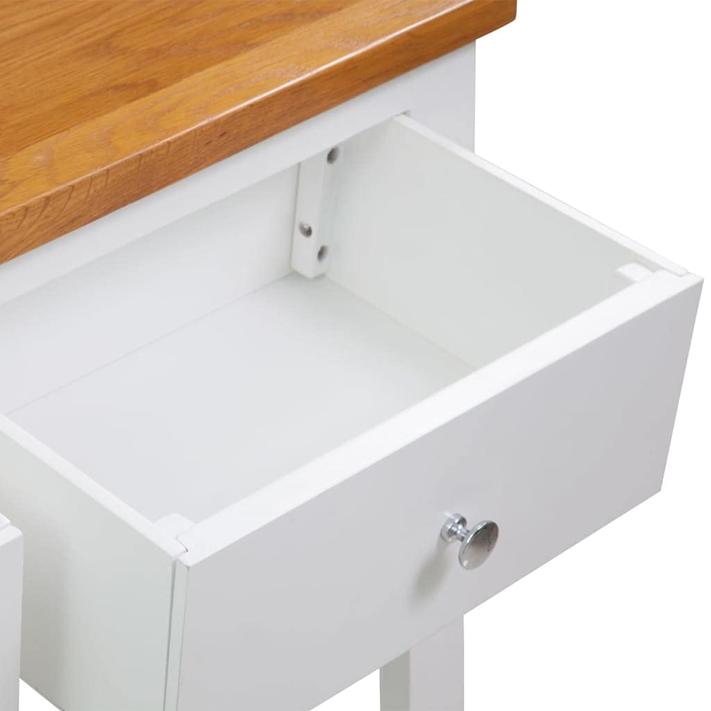 Solid Oak Wood Console Table with Drawers and Shelf A775