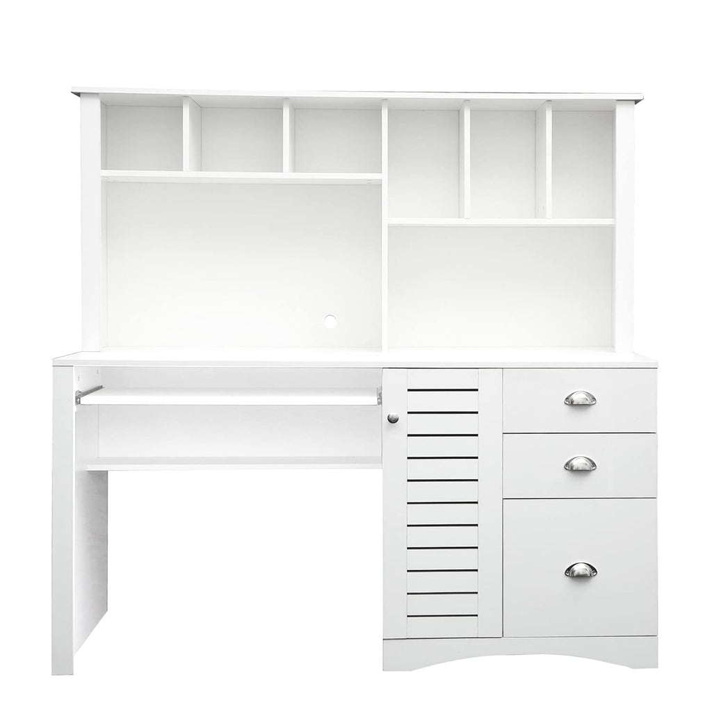 White Computer Desk with Hutch L25165