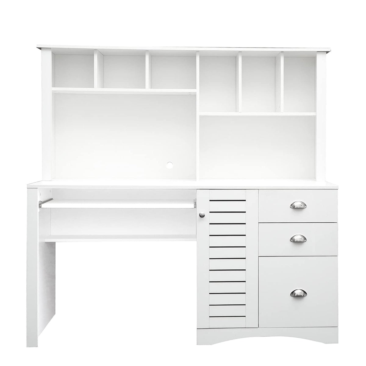 White Computer Desk with Hutch L25165