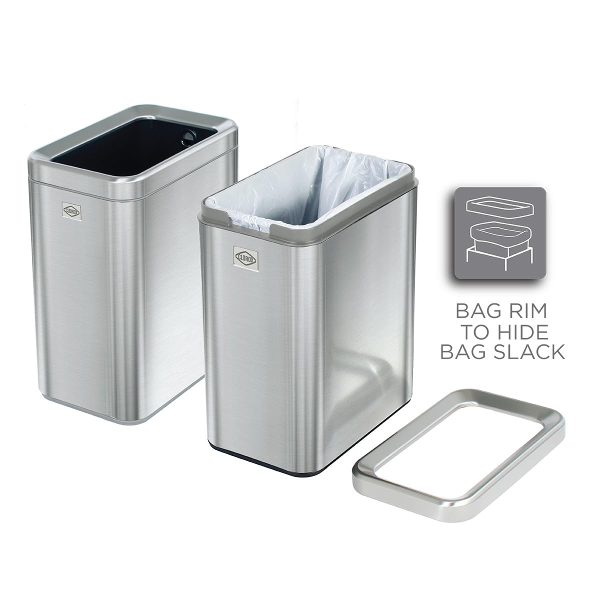 2.6 Gallon Stainless Steel Slim Trash Can with Removable Bucket Y4505