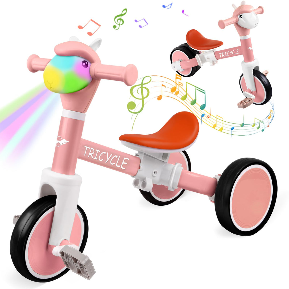 4-in-1 Kids Tricycle with Light & Music A515581