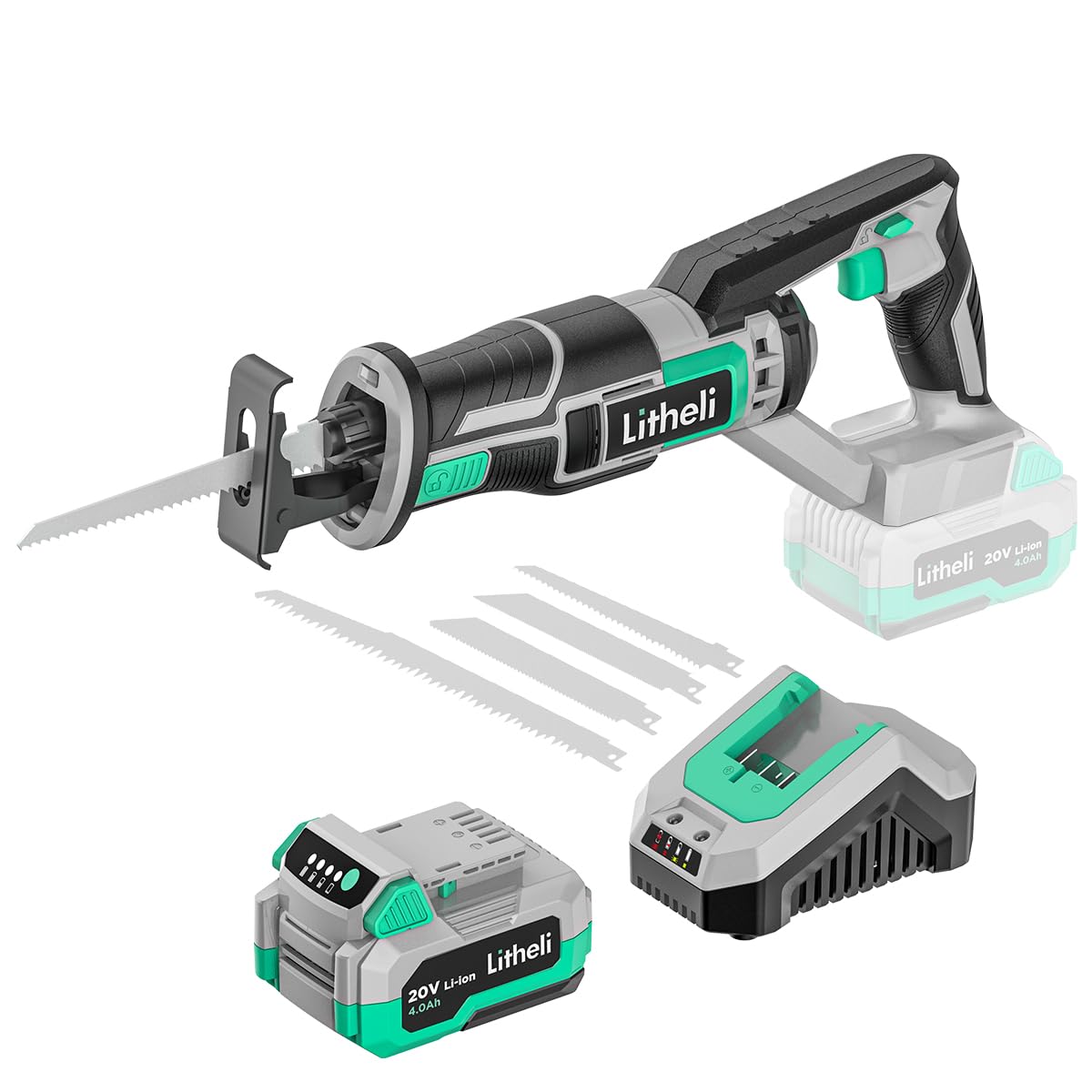 Cordless Reciprocating Saw with 20V 4.0 Ah Battery & Charger Z153