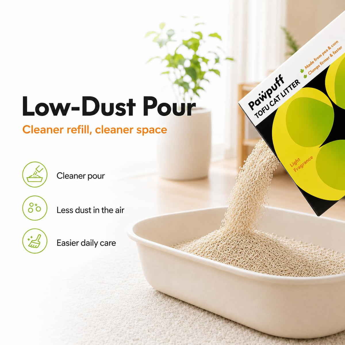 Tofu Cat Litter Low Dust Fast Clumping Flushable 2-Pack 22 lb S8207