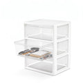 White 3 Drawer Plastic Storage Tower with Clear Bins M678