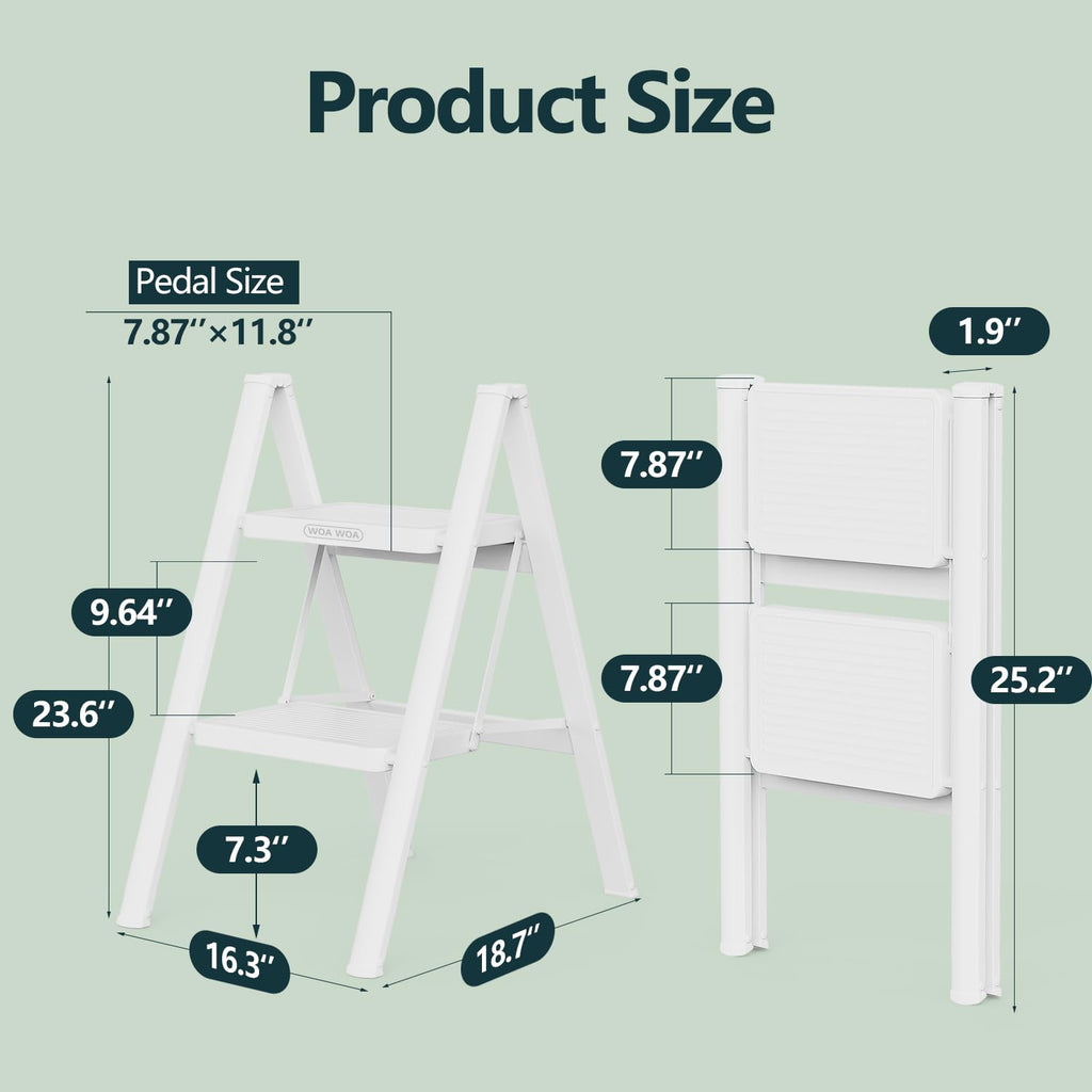2 Step Foldable Step Stool White W9675