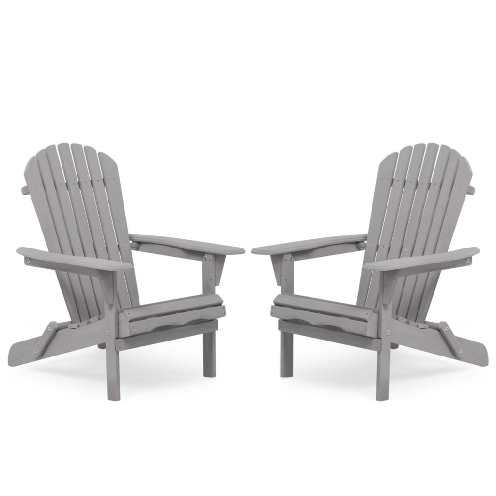 Wood Folding Adirondack Chair Set of 2 Gray D3138
