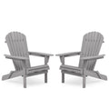 Wood Folding Adirondack Chair Set of 2 Gray D3138