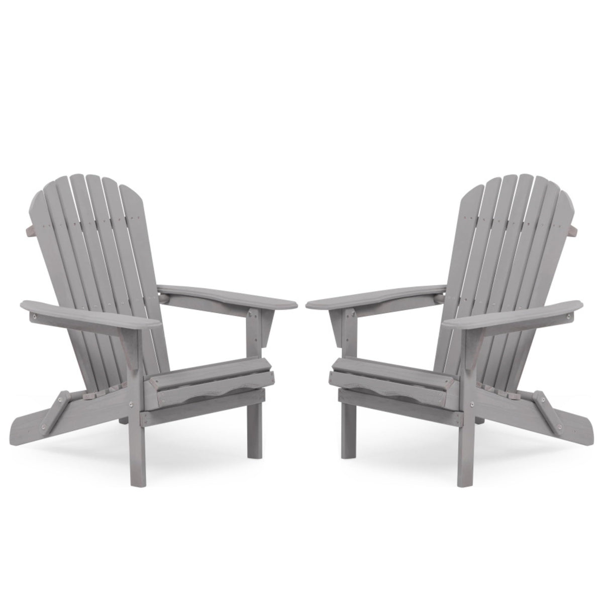 Wood Folding Adirondack Chair Set of 2 Gray D3138