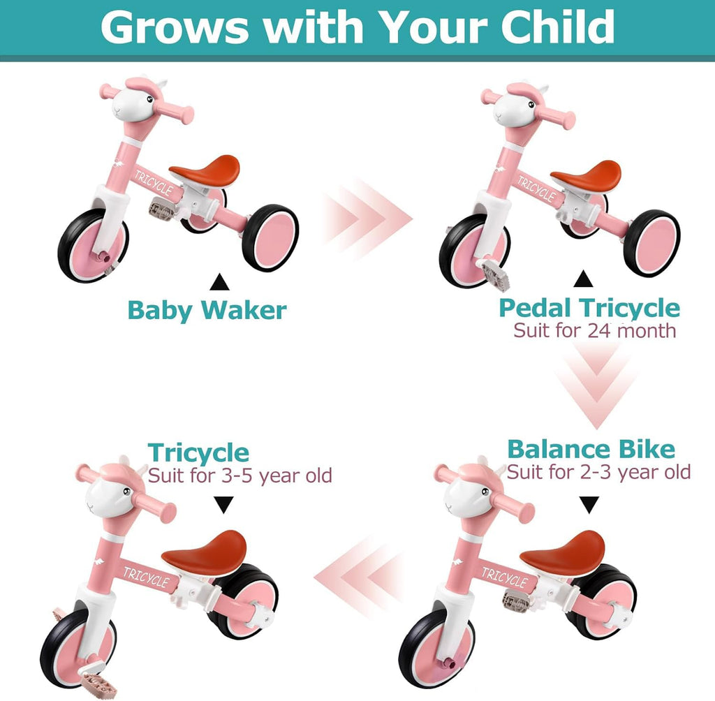 4-in-1 Kids Tricycle with Light & Music A515581
