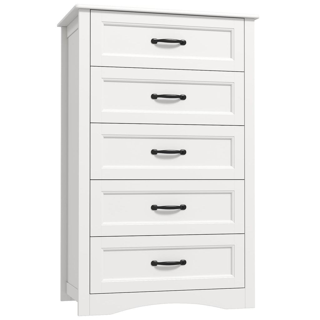 White 5 Drawer Wood Dresser U270557