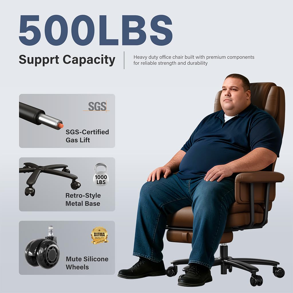 Big and Tall 500LBS Reclining Office Chair with Footrest N993925
