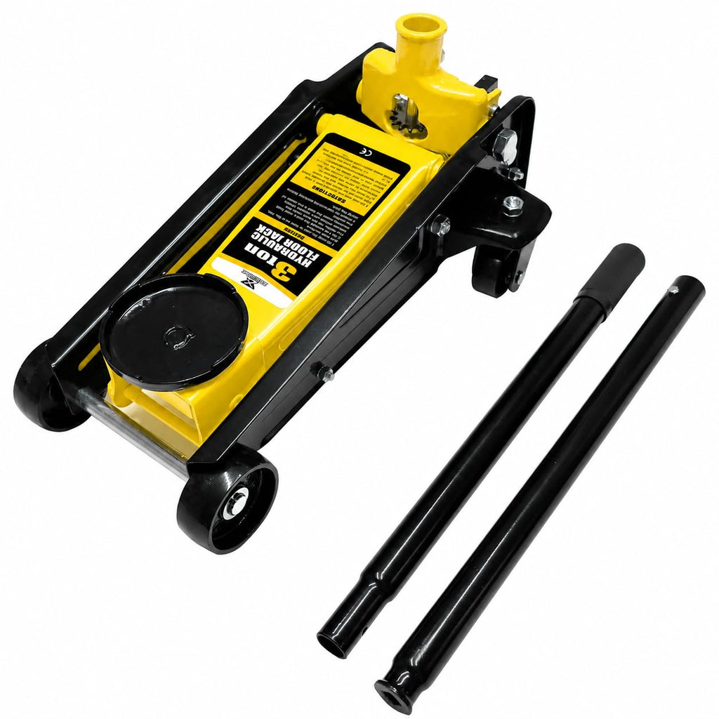 3 Ton Low Profile Steel Racing Floor Jack with Dual Pistons Quick Lift Pump I1335