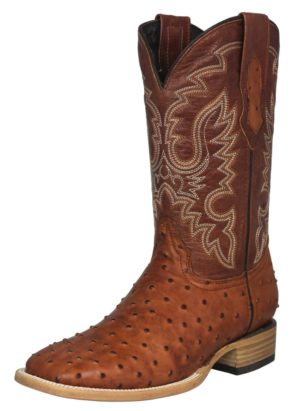 Cognac Leather Square Toe Western Cowboy Boots V695754