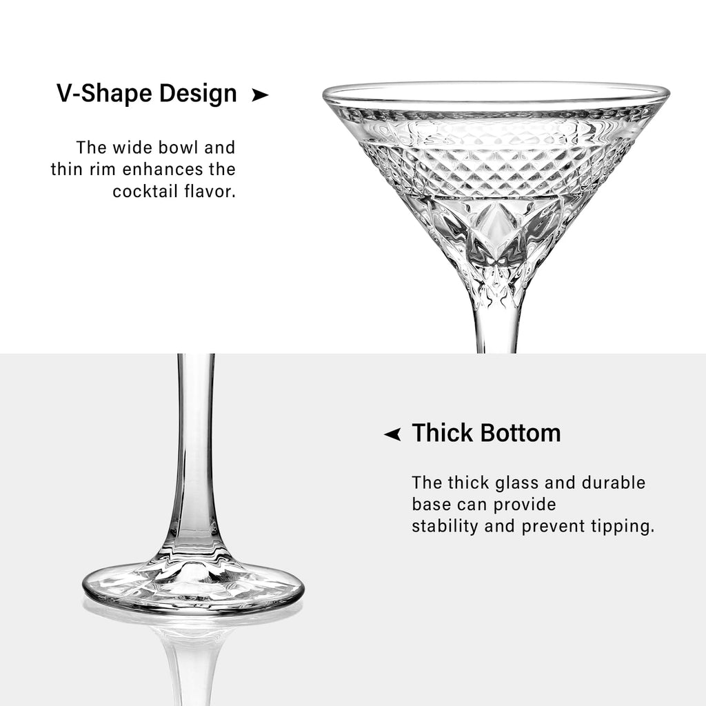 Martini Glasses Set of 4, 6oz Crystal Cocktail Glasses B203