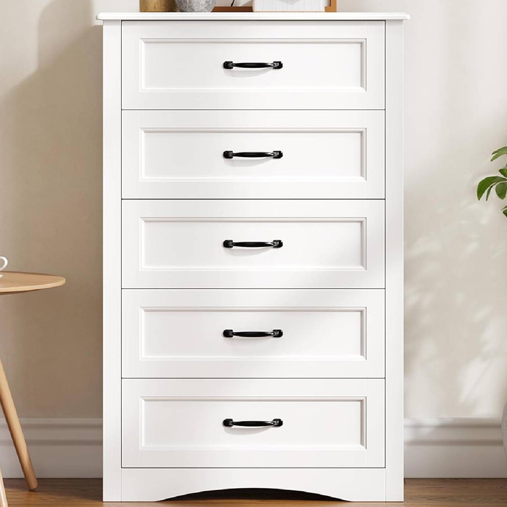 White 5 Drawer Wood Dresser U270557