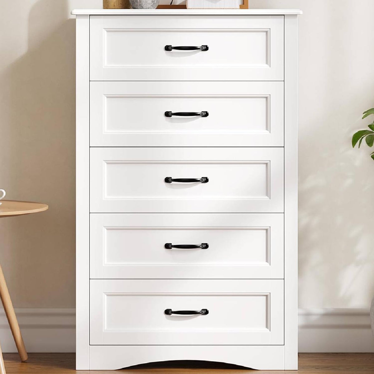 White 5 Drawer Wood Dresser U270557