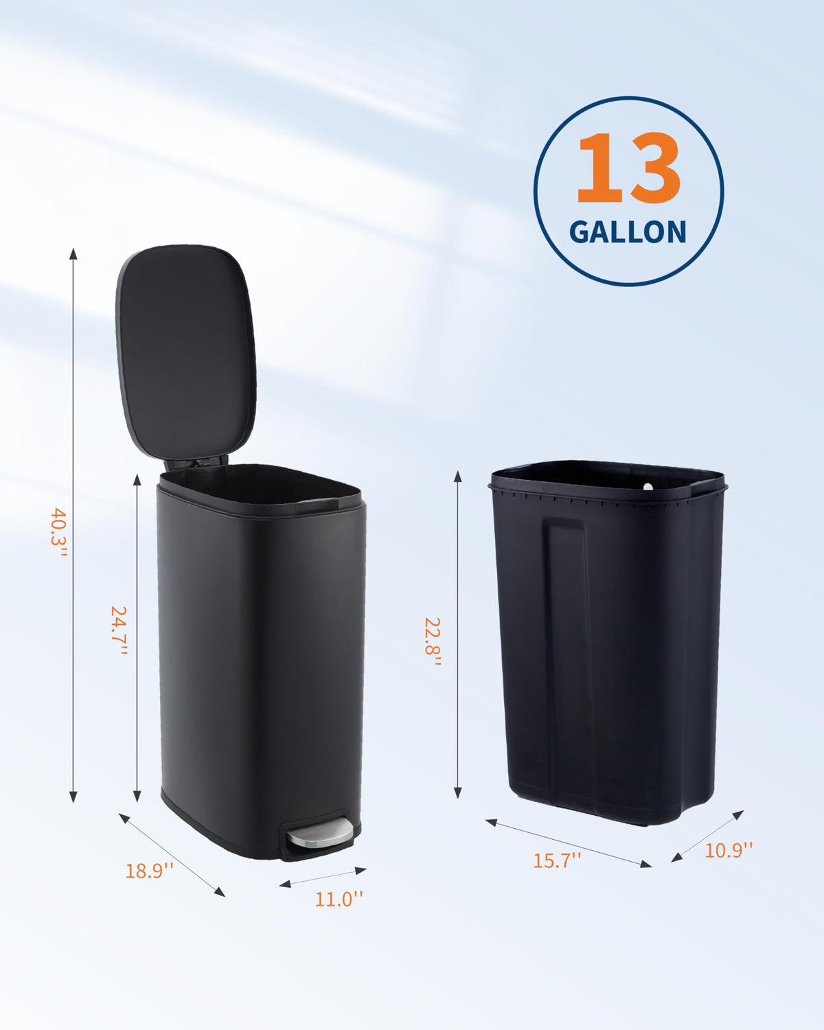 13.2 gal Slim Step Trash Can M23385