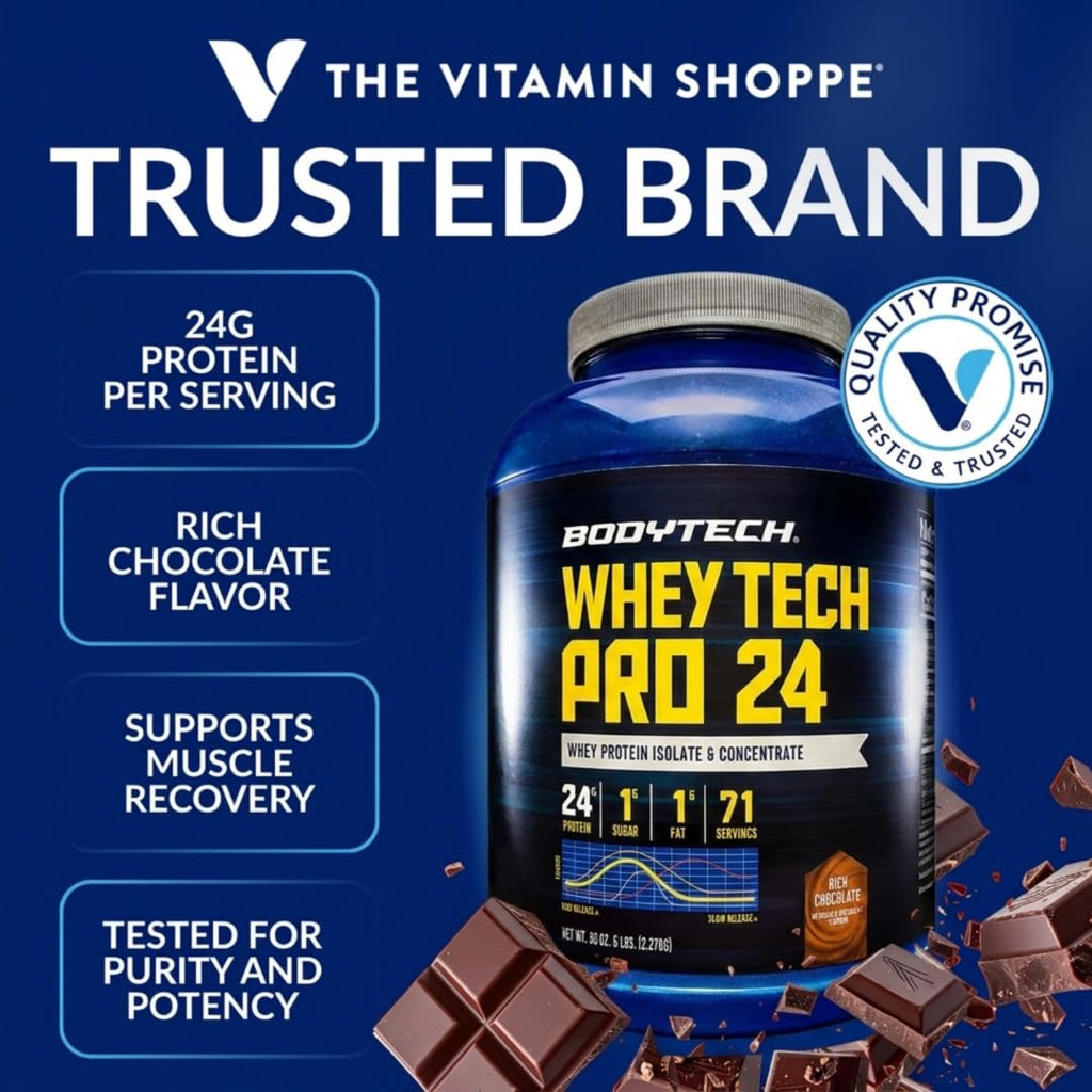 Whey Protein Isolate Powder, Rich Chocolate, 5 LB E874