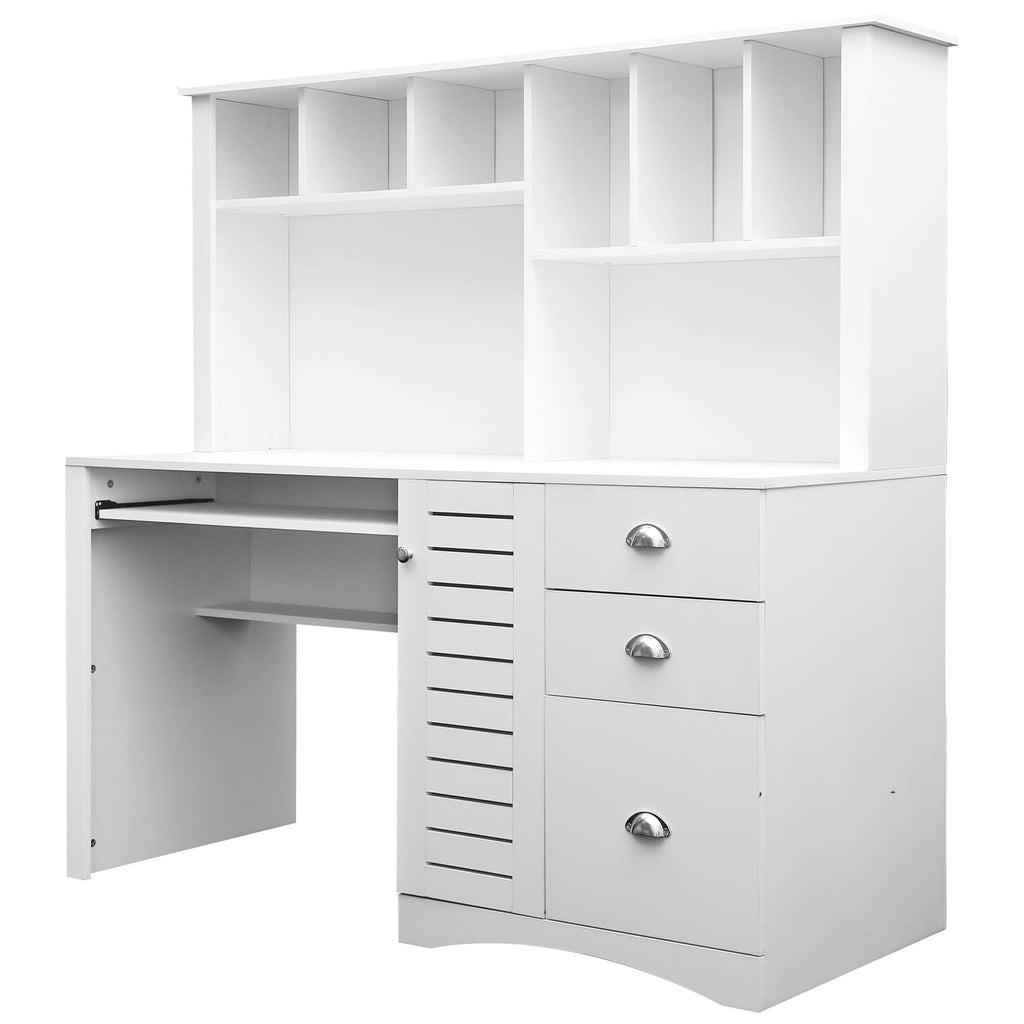 White Computer Desk with Hutch L25165