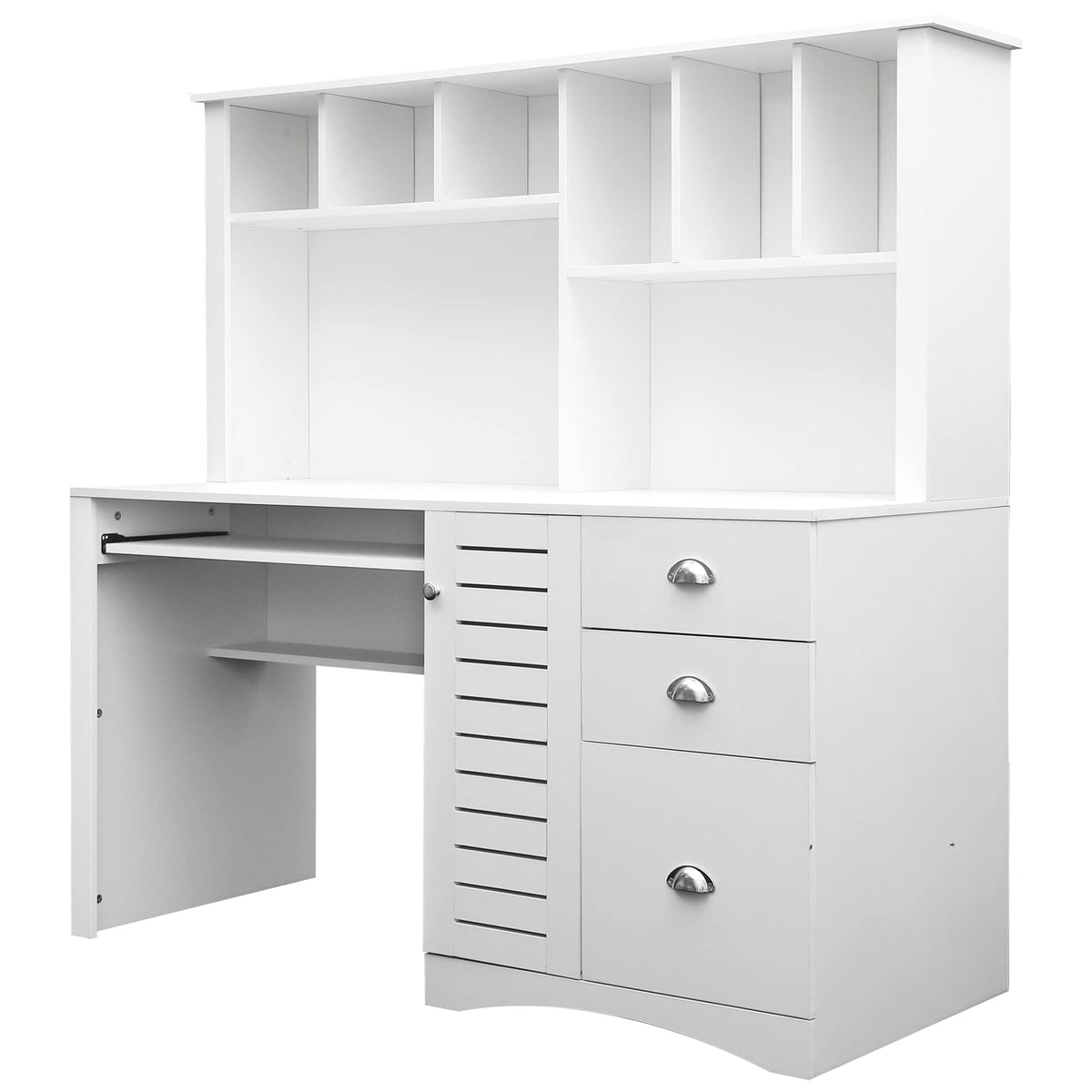 White Computer Desk with Hutch L25165