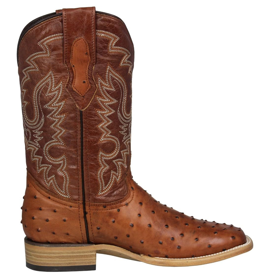 Cognac Leather Square Toe Western Cowboy Boots V695754
