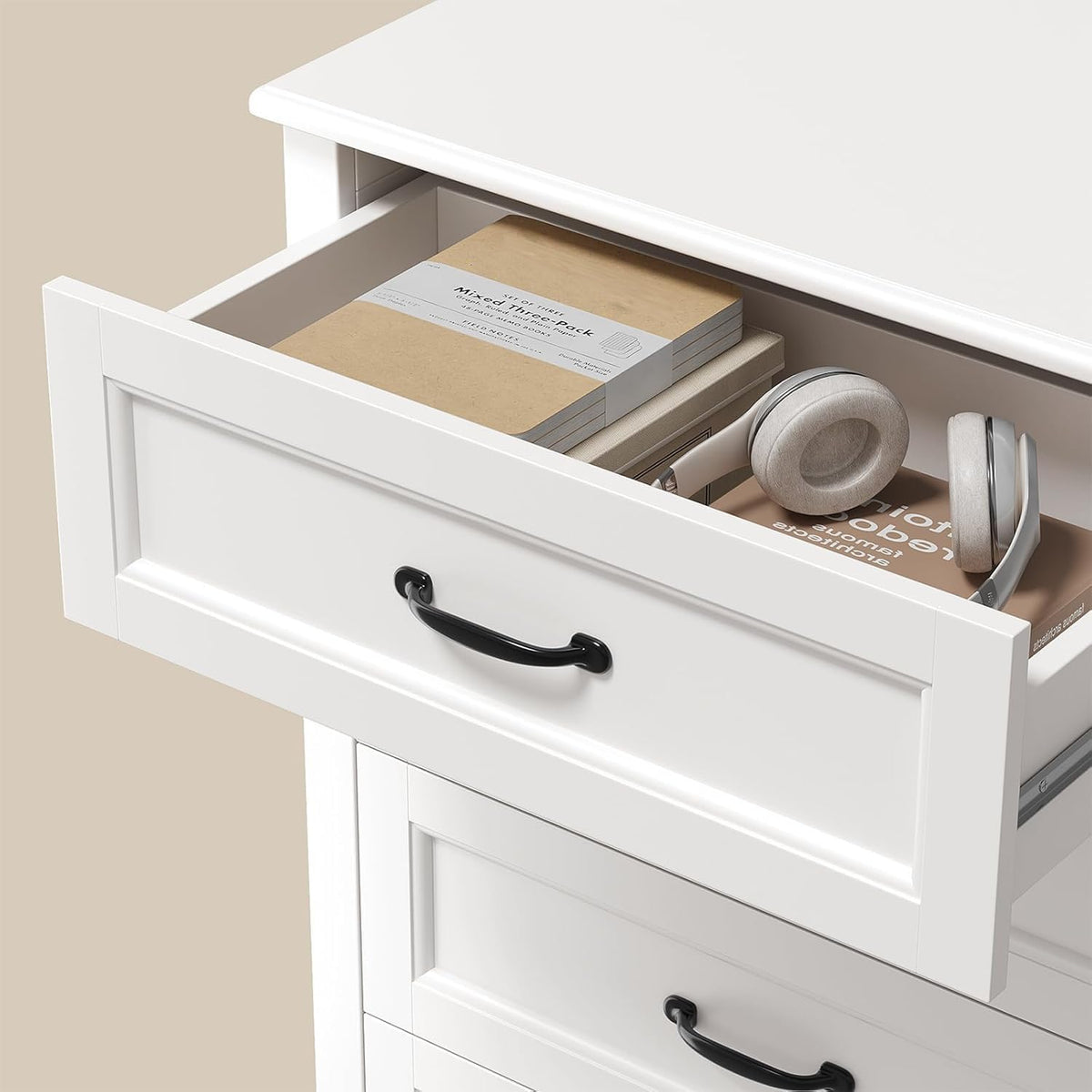 White 5 Drawer Wood Dresser U270557