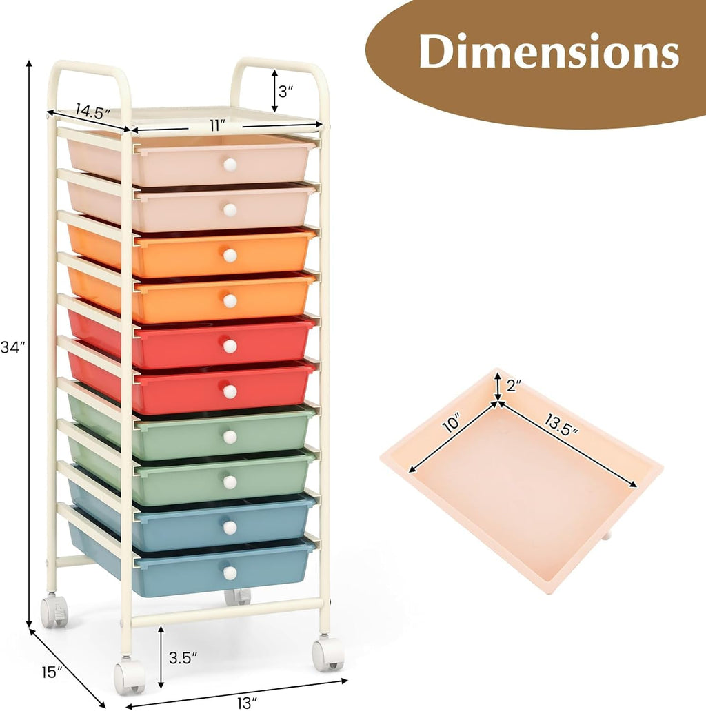 10 Drawer Rolling Storage Cart W746579