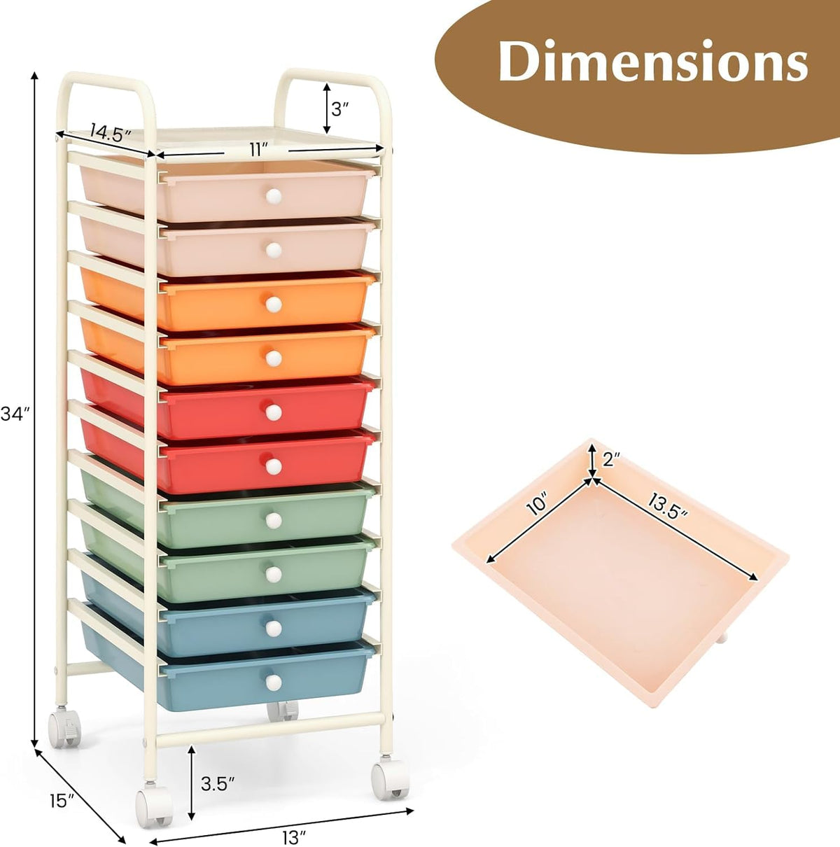 10 Drawer Rolling Storage Cart W746579
