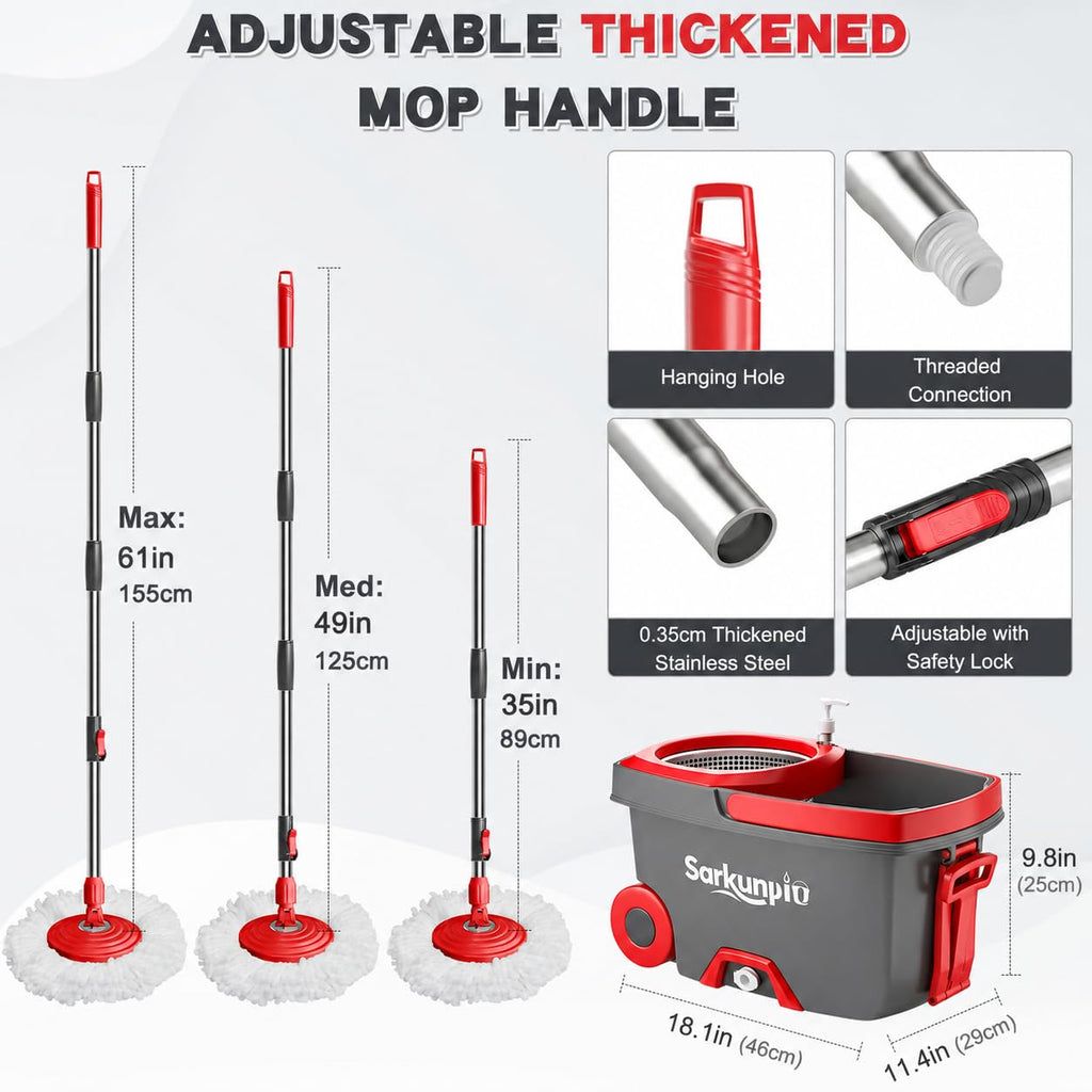 Spin Mop and Bucket Set with 6 Microfiber Heads Y103572