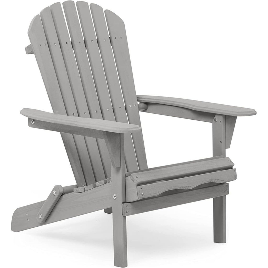 Wood Folding Adirondack Chair Set of 2 Gray D3138