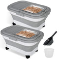2 Pack 15Lbs Collapsible Airtight Pet Food Storage Container with Scoops V635