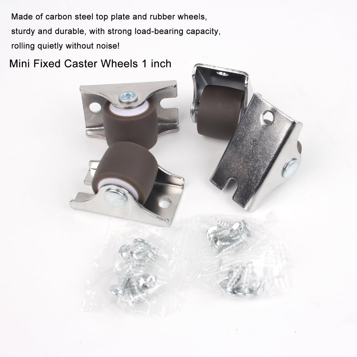 1 Inch Low Profile TPE Rubber Fixed Caster Wheels Set of 4 R5630
