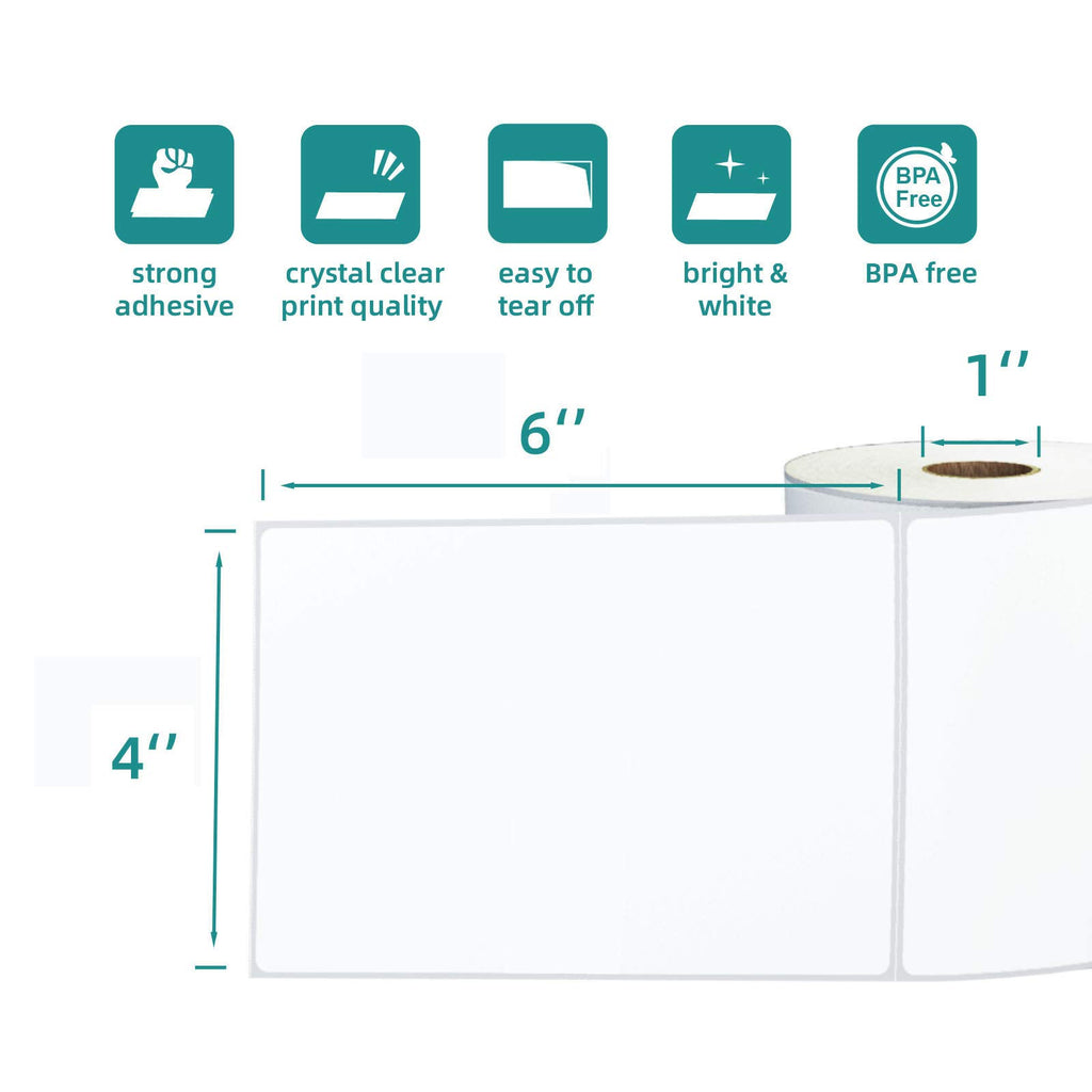 4 Rolls 450 Labels 4x6 Direct Thermal Shipping Labels 1" Core Permanent Adhesive Y16903