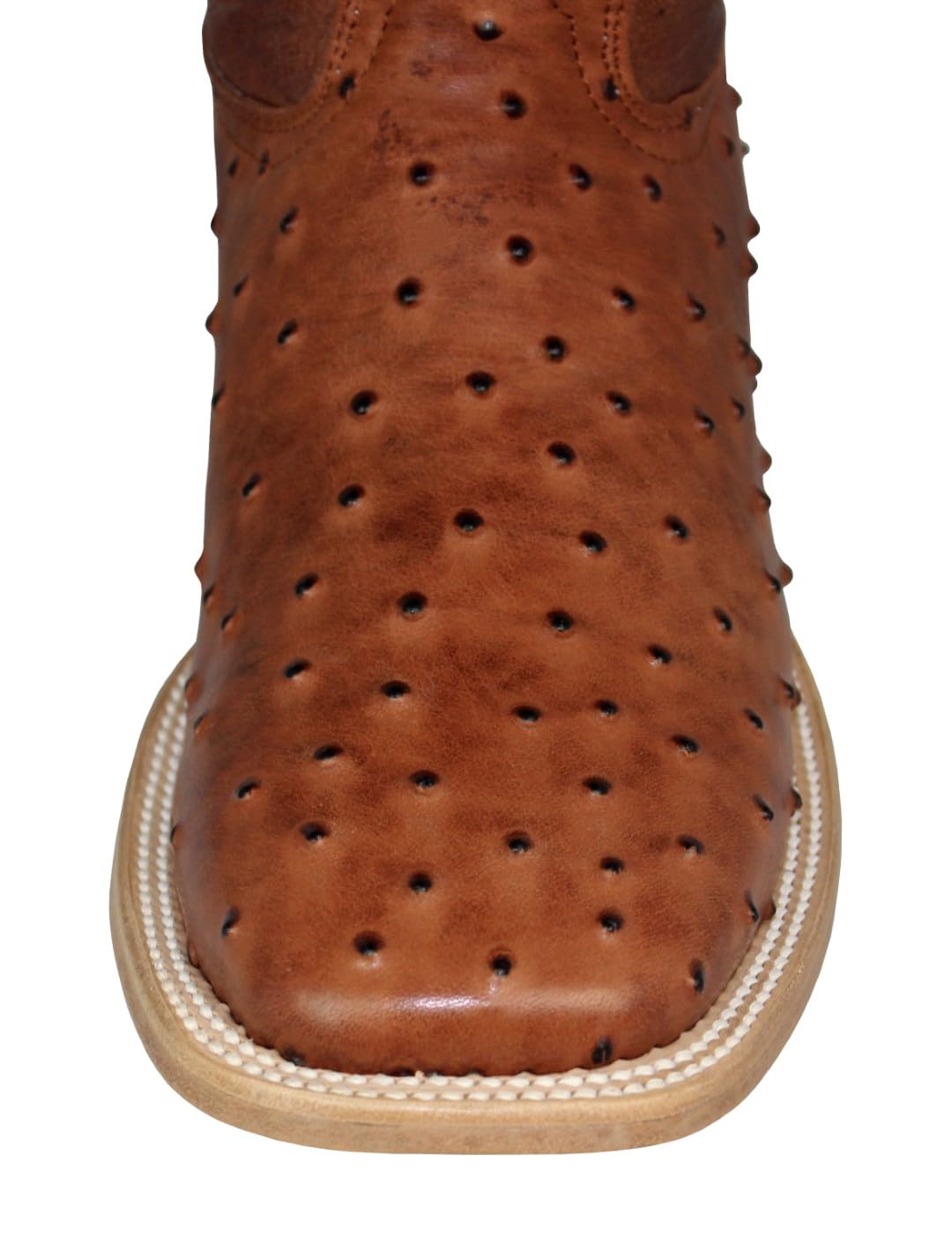 Cognac Leather Square Toe Western Cowboy Boots V695754