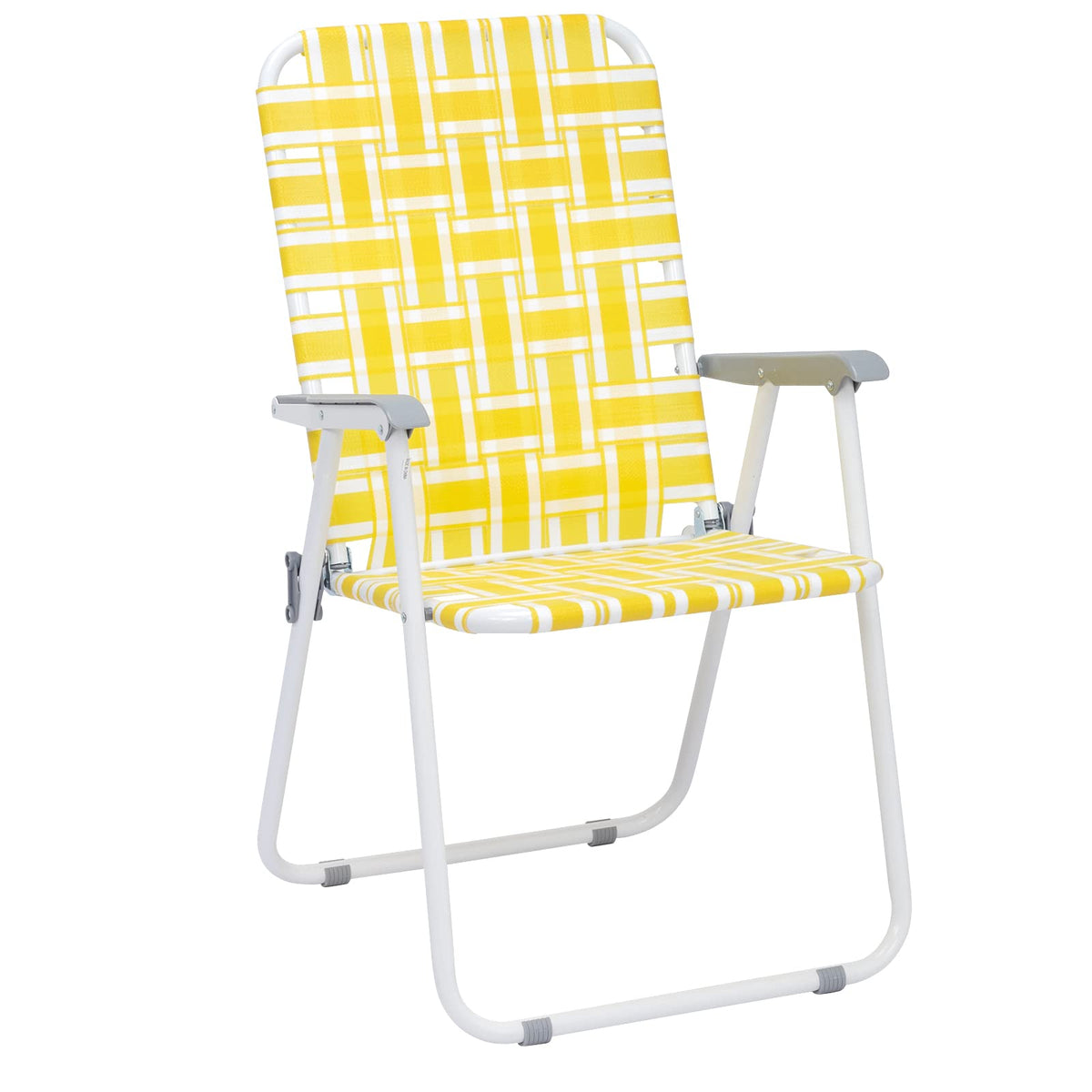 Set of 2 Yellow & White Webbed Folding Chairs S9487