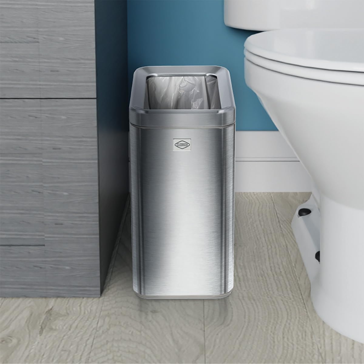 2.6 Gallon Stainless Steel Slim Trash Can with Removable Bucket Y4505