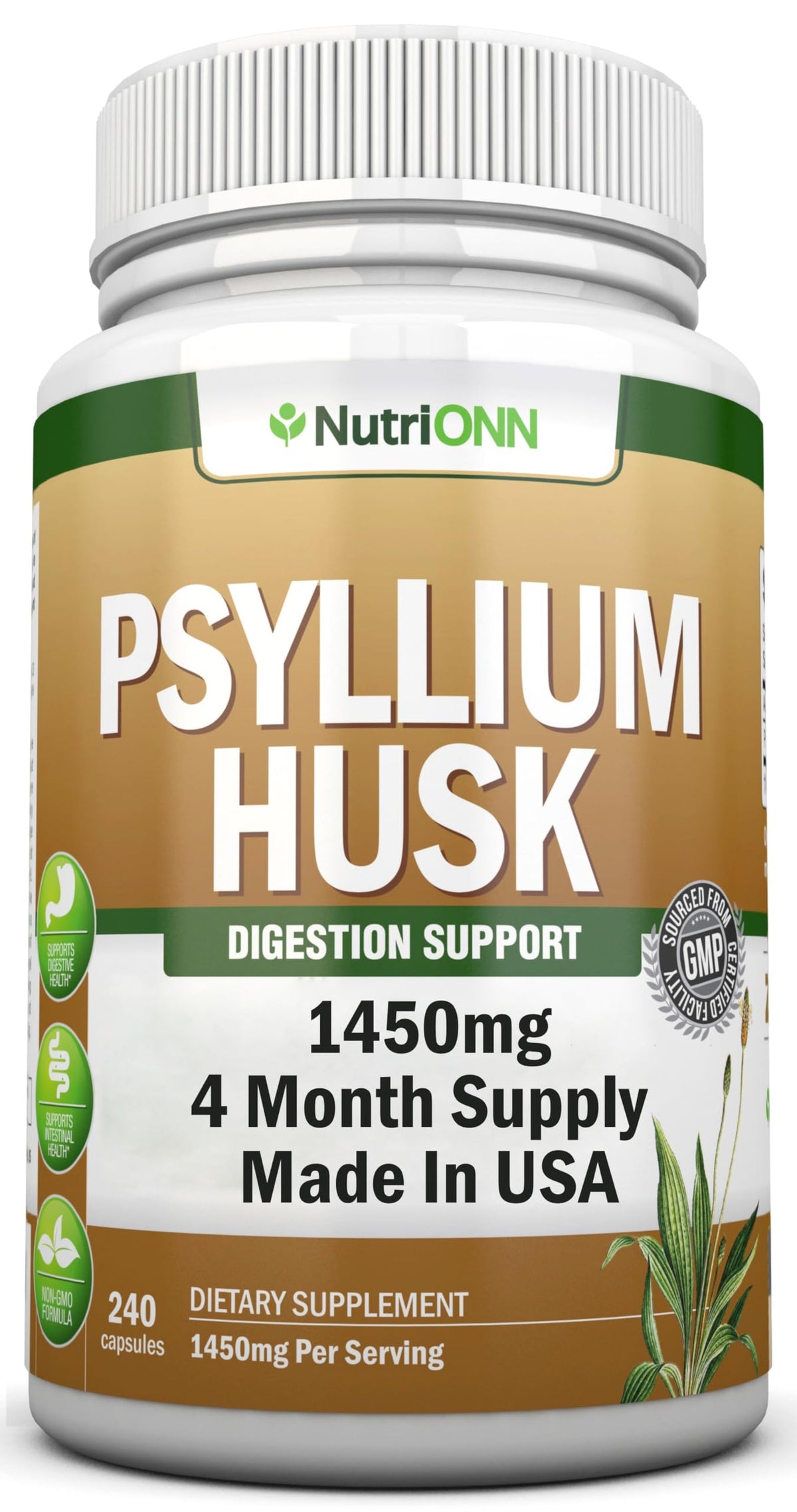 1450mg 240 Capsules Psyllium Husk Fiber Supplement O487