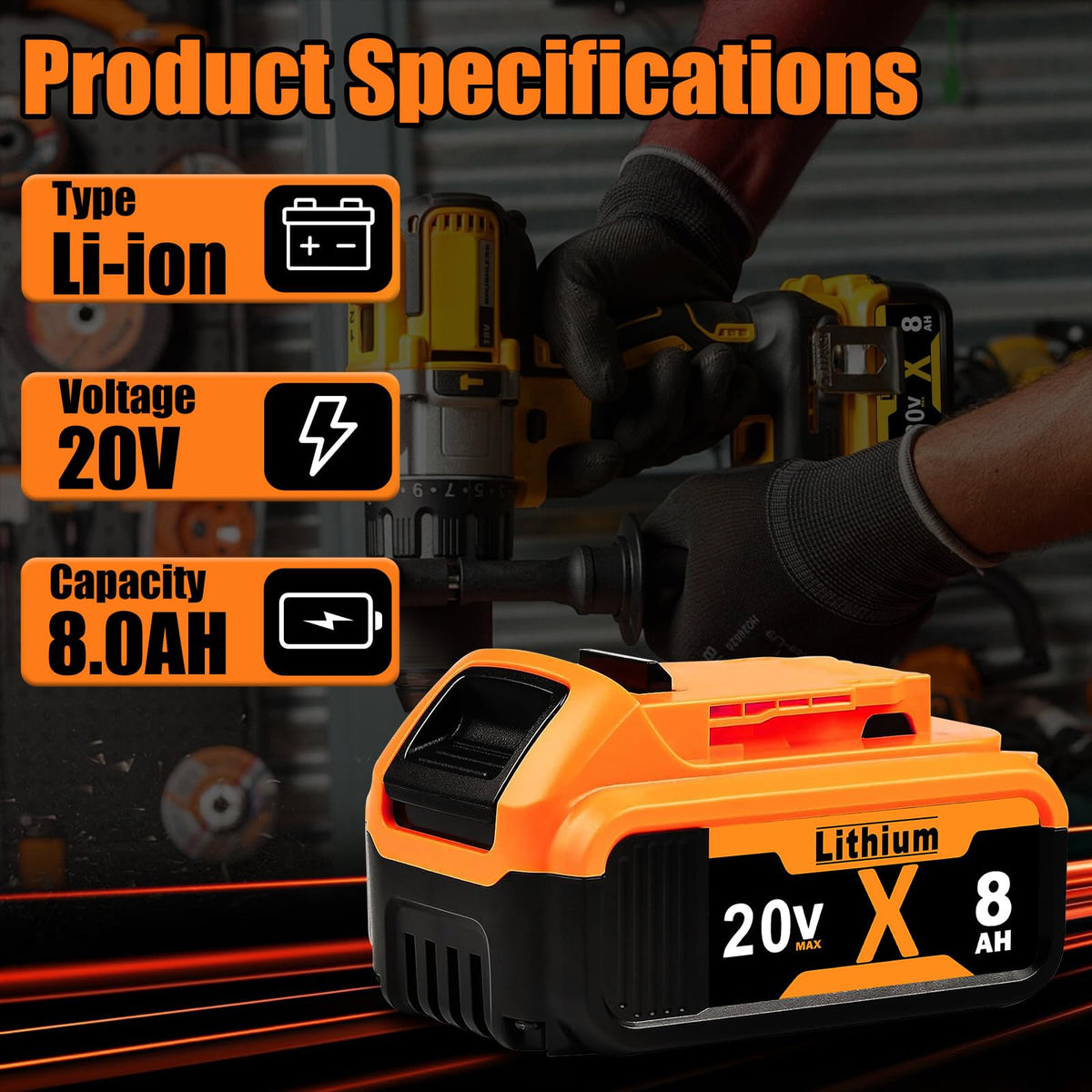 8.0Ah 20V MAX Lithium Batteries 2 Pack K8447