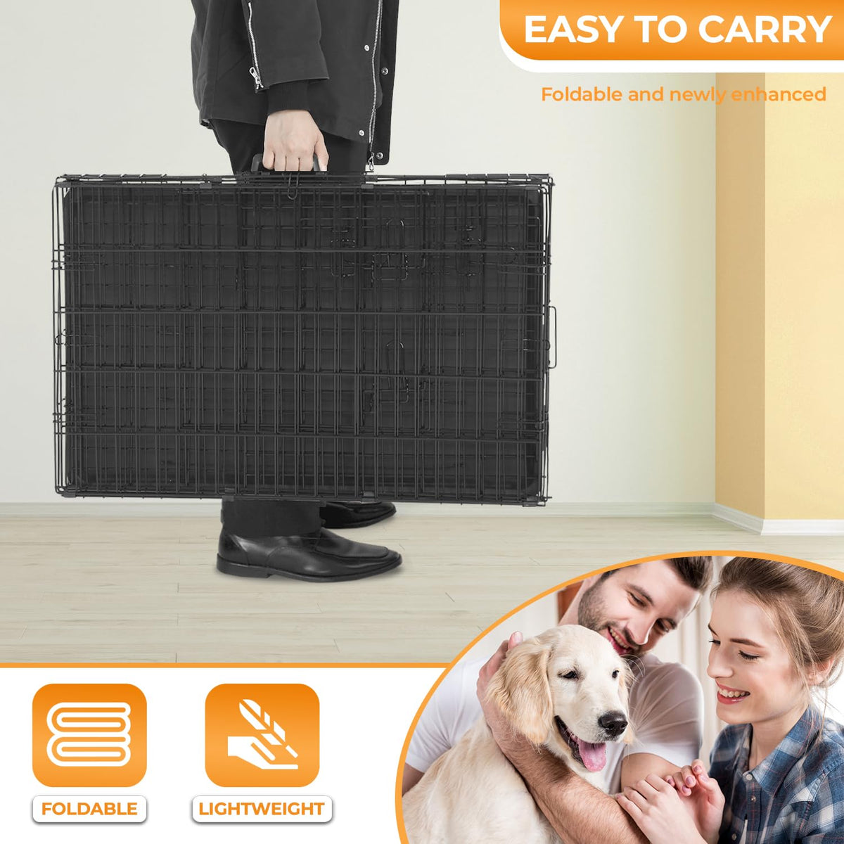 48 Inch Black Dog Crate L3822