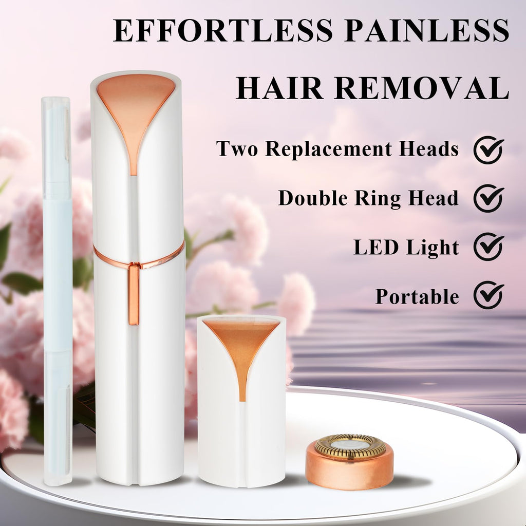 Electric Painless Facial Hair Removal Device with 2 Replacement Heads D47414