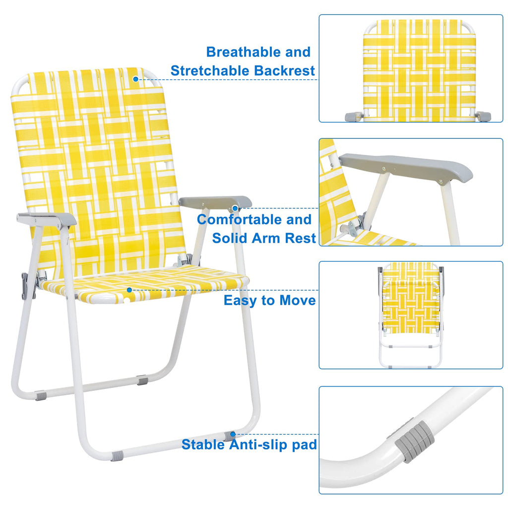 Set of 2 Yellow & White Webbed Folding Chairs S9487