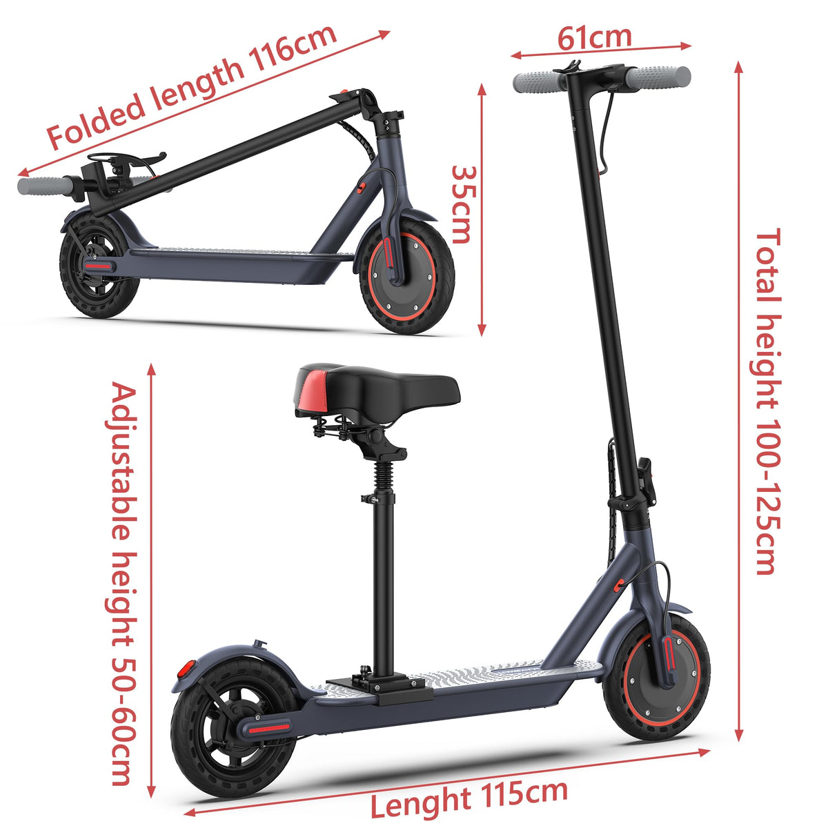 Electric Scooter with 350W/500W Motor, 19-20 MPH, Foldable Z783
