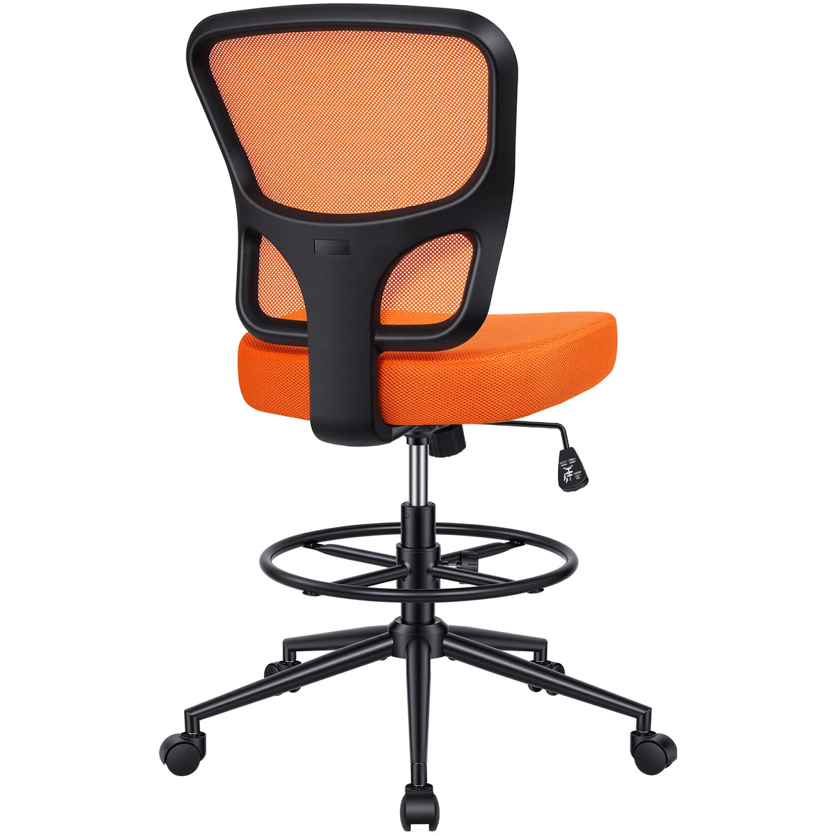 Armless Adjustable Height Mesh Drafting Chair with Foot Ring & Wheels M52067