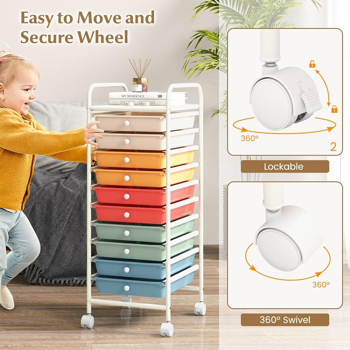 10 Drawer Rolling Storage Cart W746579