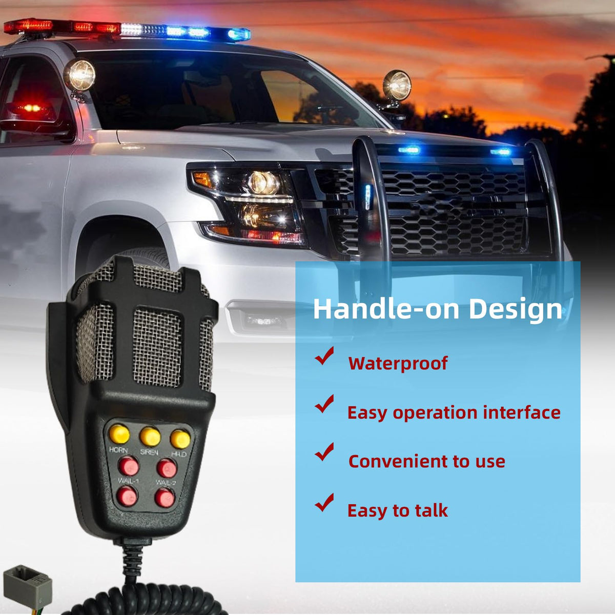 12V 100W 7 Tone Car Siren Horn Speaker with Microphone U3038