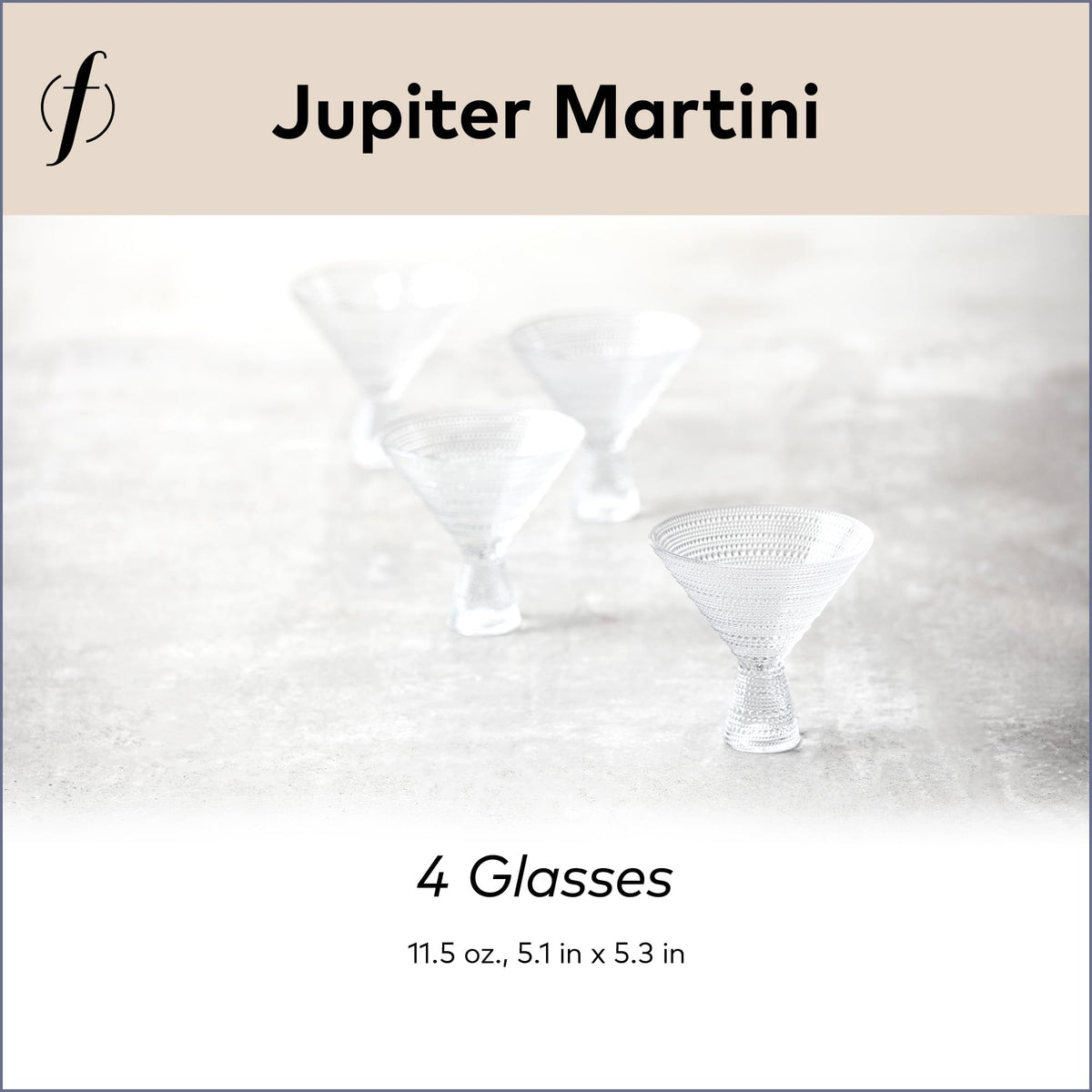 Clear 11.5 Ounce Glass Martini Set of 4 S8136