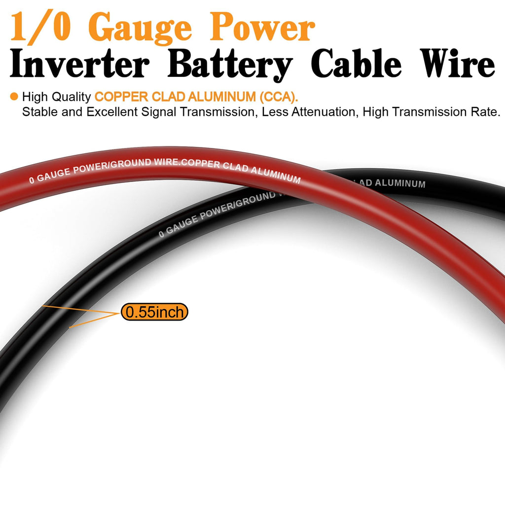 0 Gauge Battery Cable with 250A Fuse Holder & Terminals Kit A355621